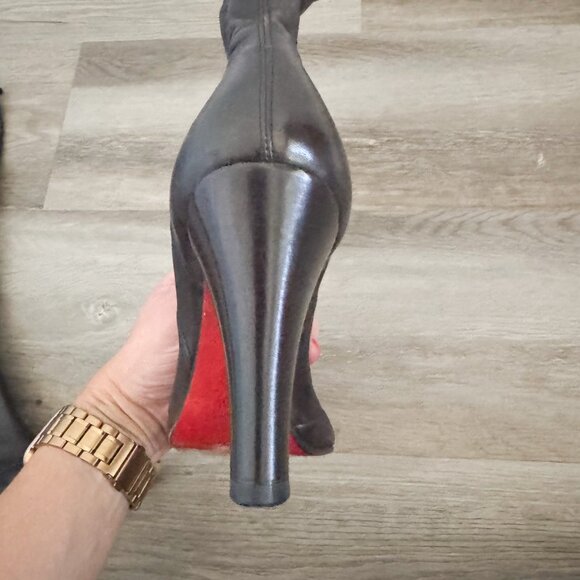 Louboutin Black Leather Knee High Heeled Boots EU 35.5 - Picture 6 of 6